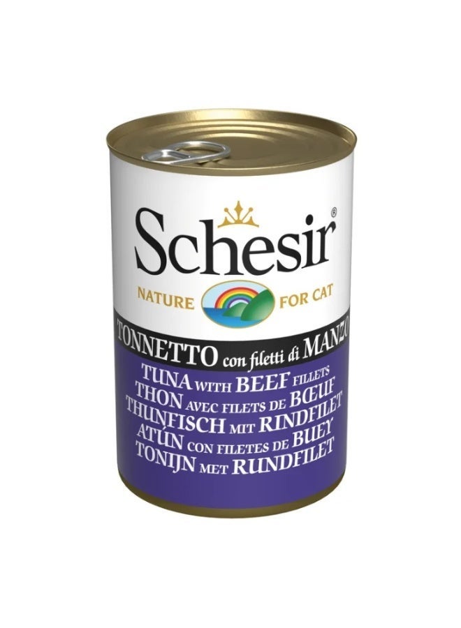 شيسر شيسير نيتشر للقطط، تونة مع شرائح لحم بقري 140 جم (4 علب) - Image 2