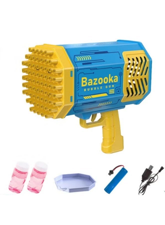 69-Hole Bazooka Bubble Gun with Color Flashing LED Lights, Automatic Electric Bubble Blaster Toy for Kids, Complete with Bubble Solution, Summer Outdoor Birthday Wedding Party Gift for Boys Girls - Image 1