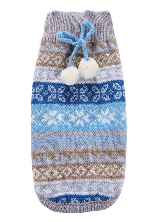 Loquat Squality Pet Supplies Dog Clothing Solid Color Floral High Neck Clothing Autumn And Winter Blue - Image 1