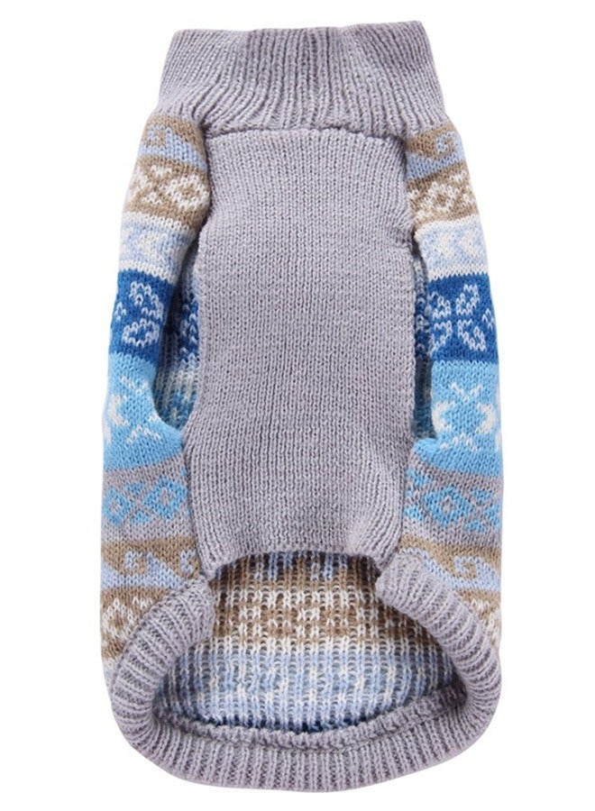 Loquat Squality Pet Supplies Dog Clothing Solid Color Floral High Neck Clothing Autumn And Winter Blue - Image 2