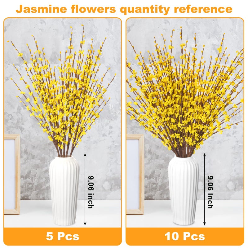 Wootkey 5 Pcs 29.5" Long Jasmine Artificial Yellow Flowers Fake Jasmine Flowers Bouquet Fall Stems for Vases Home Office DIY Floral Art Wedding Party Dried Fall Branches - Image 4