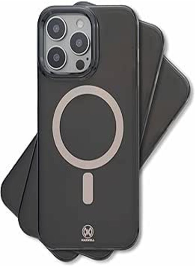 Maxwell Electronics - Maxwell Crystalline Compatible with MagSafe Case for iPhone 15 Pro Max - Clear Drop-Proof Protective Cover with Metallic Camera Lens Protection, Wireless Charging Compatible (Black) - Image 1