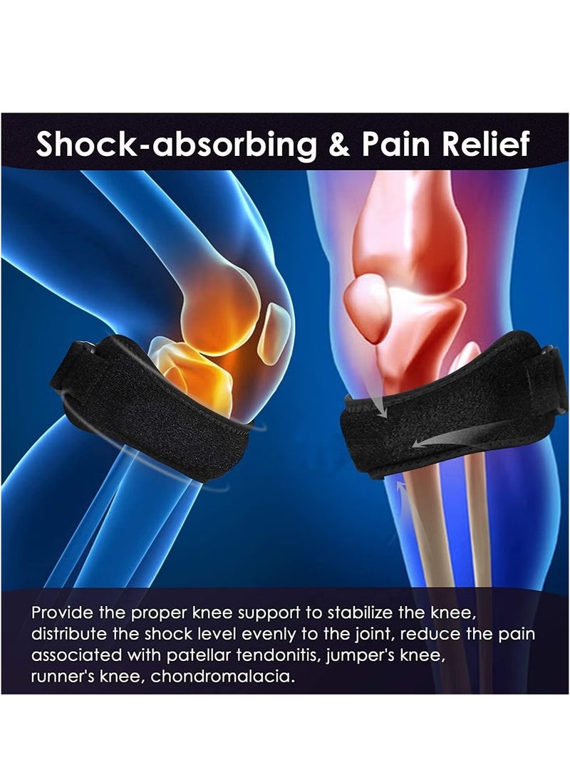 1-Pair Patella Support Knee Strap for Knee Pain Relief, Adjustable Knee Brace Patella Support Band for Running, Hiking, Volleyball, Jumpers Knee, Basketball