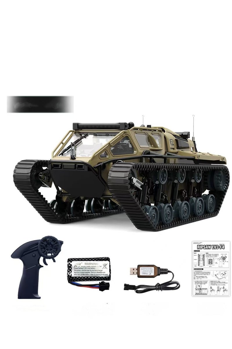 Remote Control High Speed Tracked Vehicle Truck High Speed Drift Remote Control Full Scale Tank Toy Tracked Model Armored Vehicle for Adult Boy RC Off Road (yellow) - Image 1