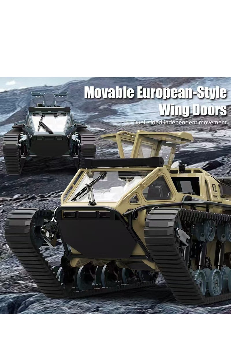 Remote Control High Speed Tracked Vehicle Truck High Speed Drift Remote Control Full Scale Tank Toy Tracked Model Armored Vehicle for Adult Boy RC Off Road (yellow) - Image 3