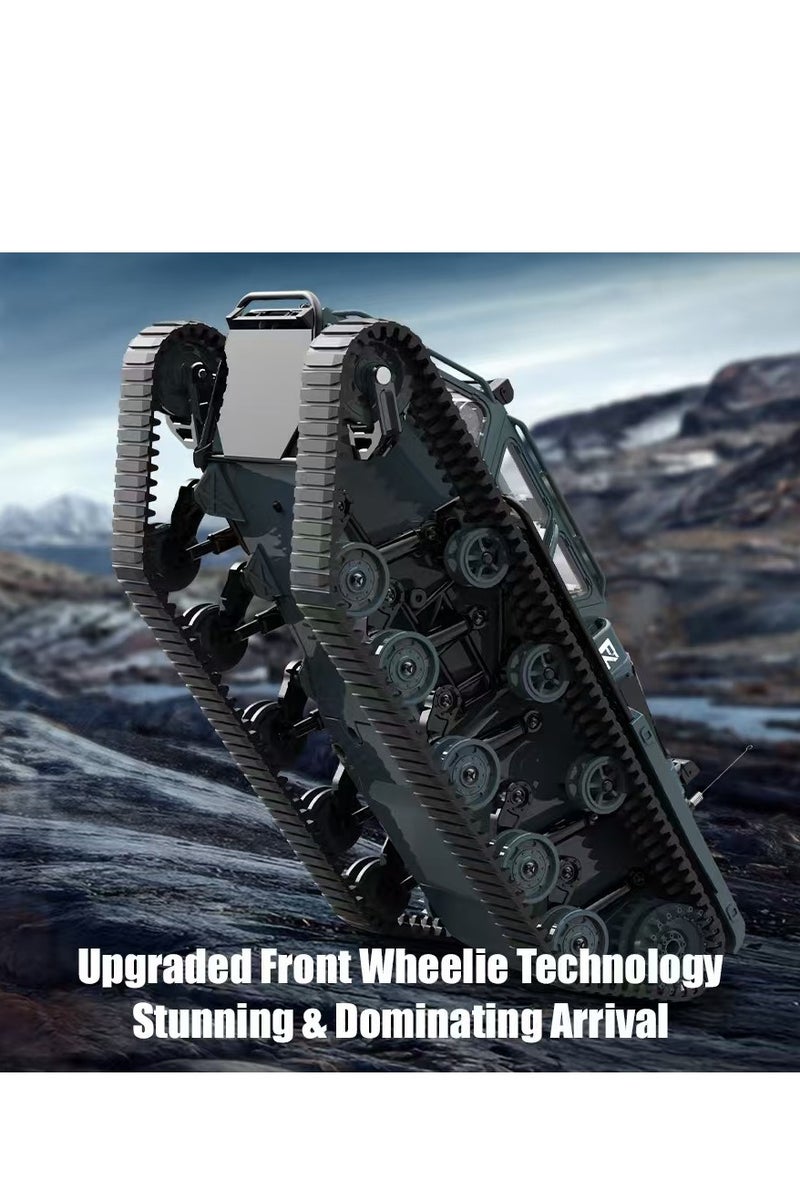 Remote Control High Speed Tracked Vehicle Truck High Speed Drift Remote Control Full Scale Tank Toy Tracked Model Armored Vehicle for Adult Boy RC Off Road (yellow) - Image 4