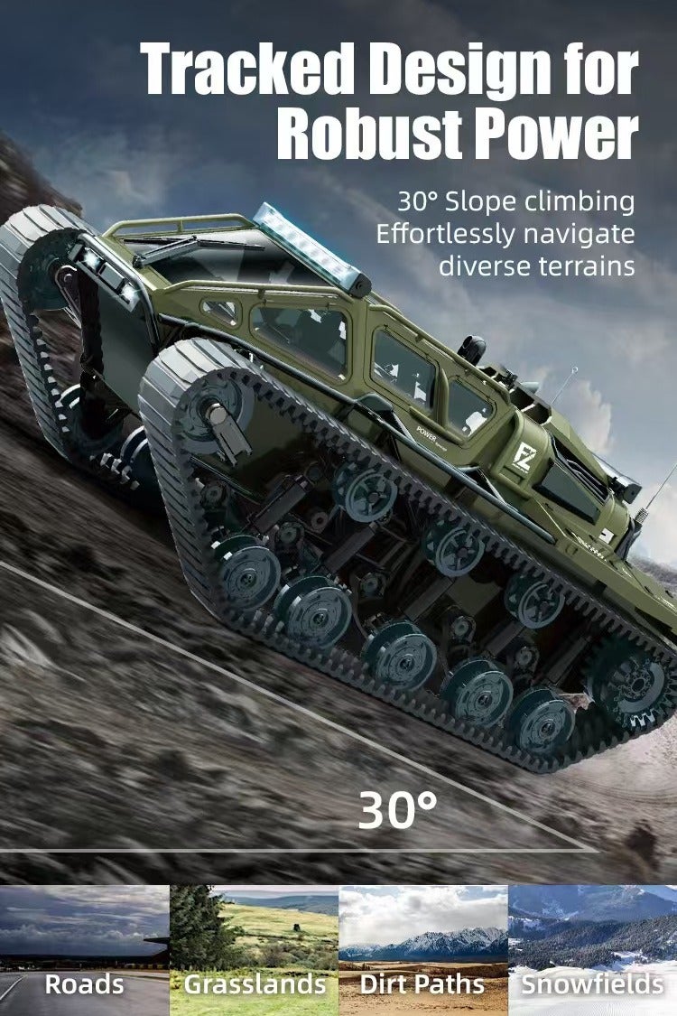 Remote Control High Speed Tracked Vehicle Truck High Speed Drift Remote Control Full Scale Tank Toy Tracked Model Armored Vehicle for Adult Boy RC Off Road (yellow) - Image 5