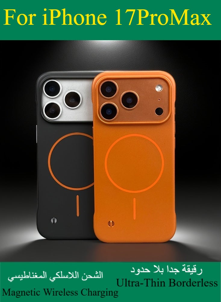 Dili Apple Orange iPhone Case iPhone 17 Pro Max Luxury Matte Ultra Thin Borderless Magnetic Phone Case Compatible with Apple iPhone Case Men Women Cases Magnetic Wireless Charging Shockproof Back Cover - Image 4
