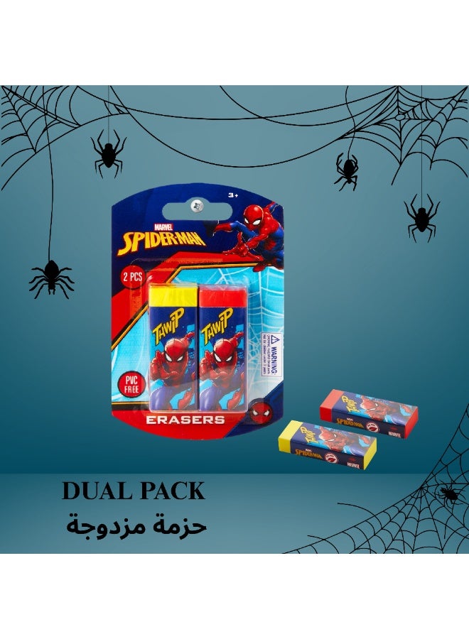 SPIDERMAN Marvel Spiderman Pastel Eraser Set - PVC Free, Dust-Free, Non-Toxic, Soft on Paper – Set of 3 Packs (6 Erasers) - Image 3