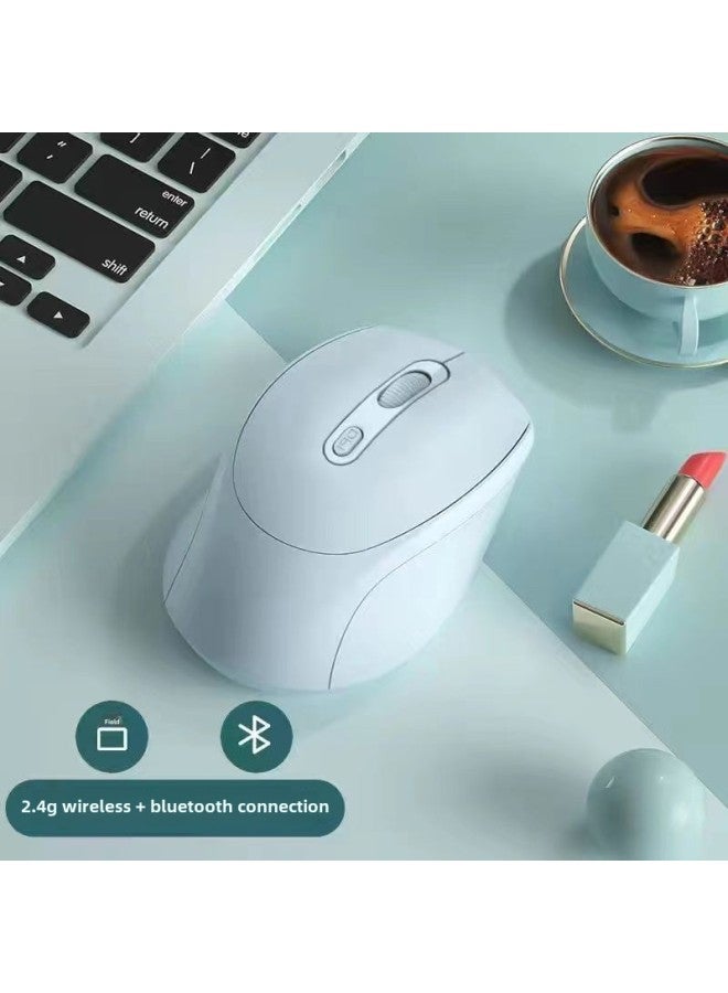 For Dell Wireless Bluetooth Mouse Quiet Office Rechargeable Battery Tablet PC Female Universal Game Charging-Specifications:[bluetooth + Wireless] Rechargeable Model/free Mouse Pad/sky Blue-official Standard  - Image 1