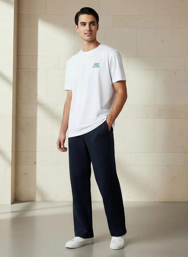 لي كوبر Lee Cooper Men Regular Fit Crew Neck Short Sleeve Printed T-shirt