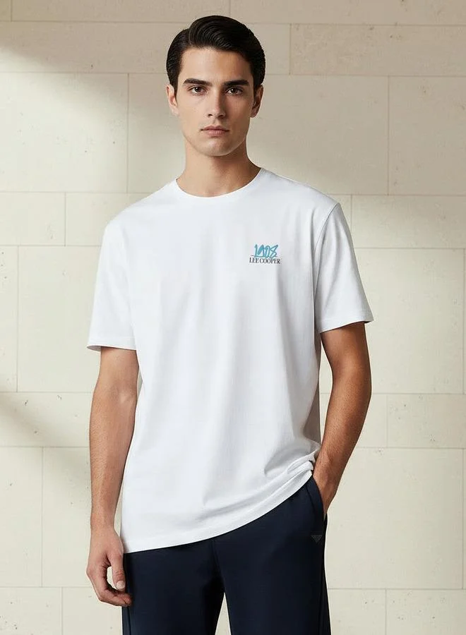 لي كوبر Lee Cooper Men Regular Fit Crew Neck Short Sleeve Printed T-shirt