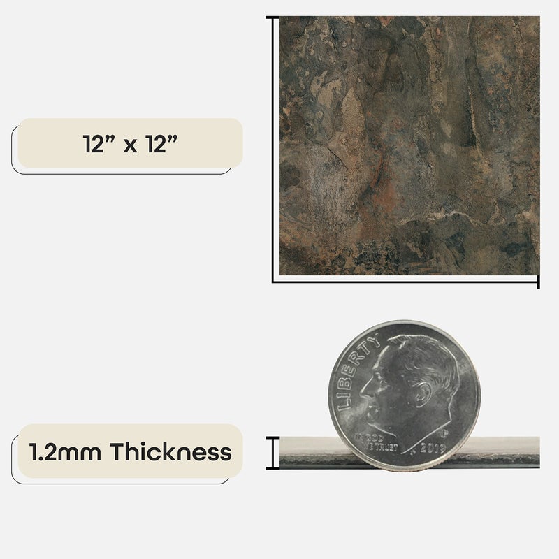 Achim Nexus Self Adhesive 12-Inch Vinyl Floor Tiles, 20 Tiles - 12" x 12", Dark Slate Marble Pattern - Peel & Stick, DIY Flooring for Kitchen, Dining Room, Bedrooms & Bathrooms by Achim Home Decor - Image 3