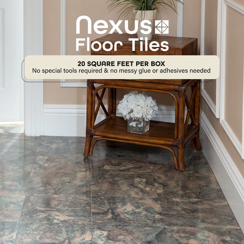 Achim Nexus Self Adhesive 12-Inch Vinyl Floor Tiles, 20 Tiles - 12" x 12", Dark Slate Marble Pattern - Peel & Stick, DIY Flooring for Kitchen, Dining Room, Bedrooms & Bathrooms by Achim Home Decor - Image 2