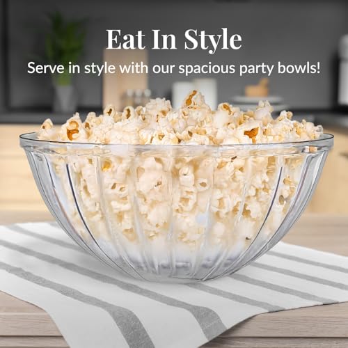 Prestee Clear Plastic Serving Bowls, 48 Oz. 12 Pack - Round Disposable Bowls, Punch, Party, Chip Bowl Containers - for Candy, Salads, Parties, & Serving Food - Large Salad Bowl Dish for Eating - Image 4