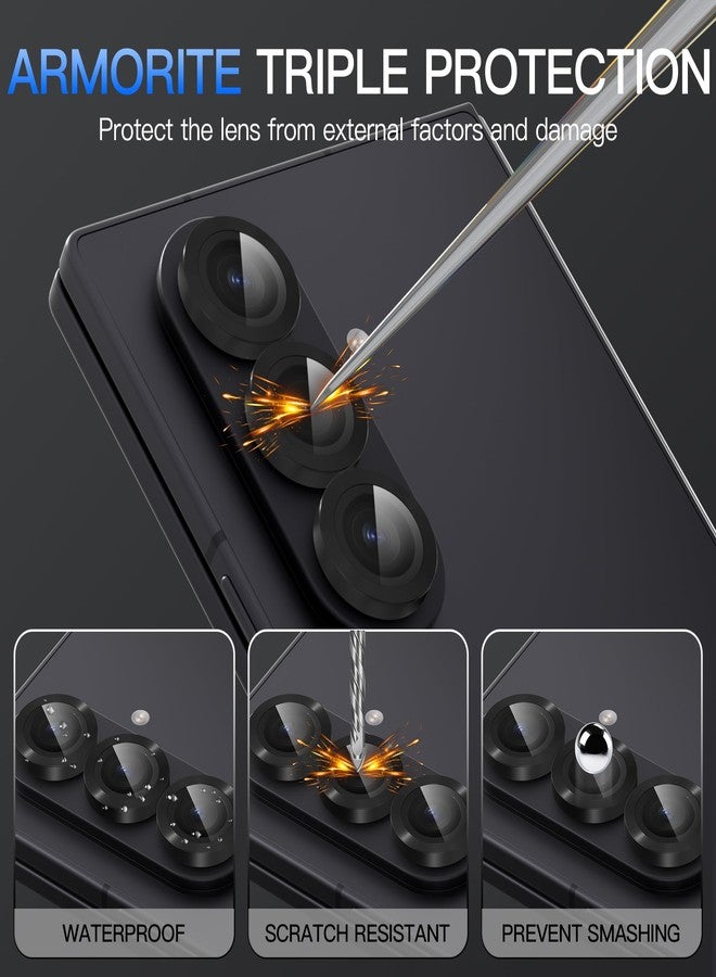 Suoman 2-pack for Samsung Galaxy Z Fold 7 Camera Lens Protector, [CD Lines] Metal Texture Style Tempered Glass Camera Lens Cover [Positioning assistance]- Black - Image 4