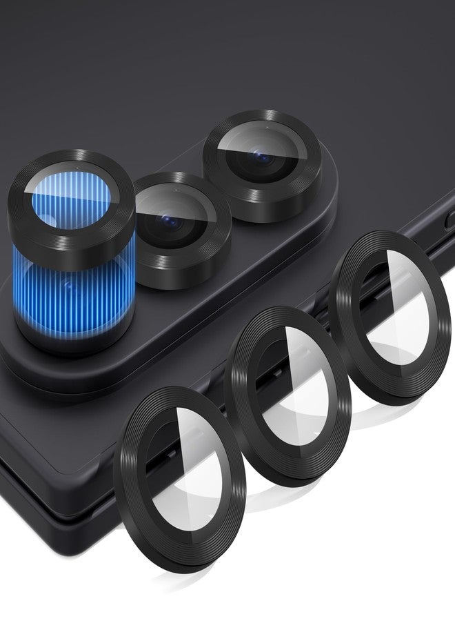 Suoman 2-pack for Samsung Galaxy Z Fold 7 Camera Lens Protector, [CD Lines] Metal Texture Style Tempered Glass Camera Lens Cover [Positioning assistance]- Black - Image 1