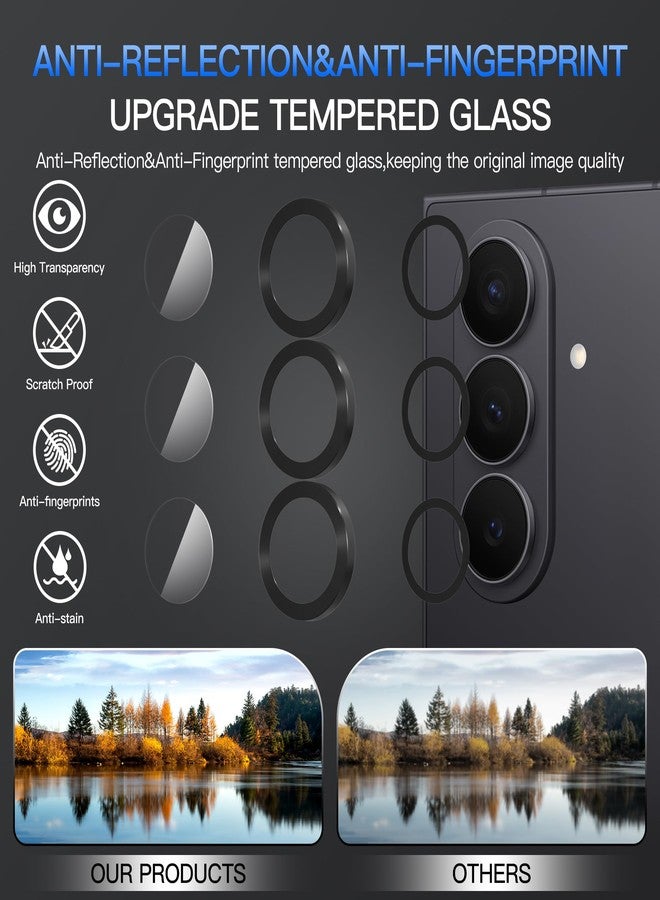 Suoman 2-pack for Samsung Galaxy Z Fold 7 Camera Lens Protector, [CD Lines] Metal Texture Style Tempered Glass Camera Lens Cover [Positioning assistance]- Black - Image 3