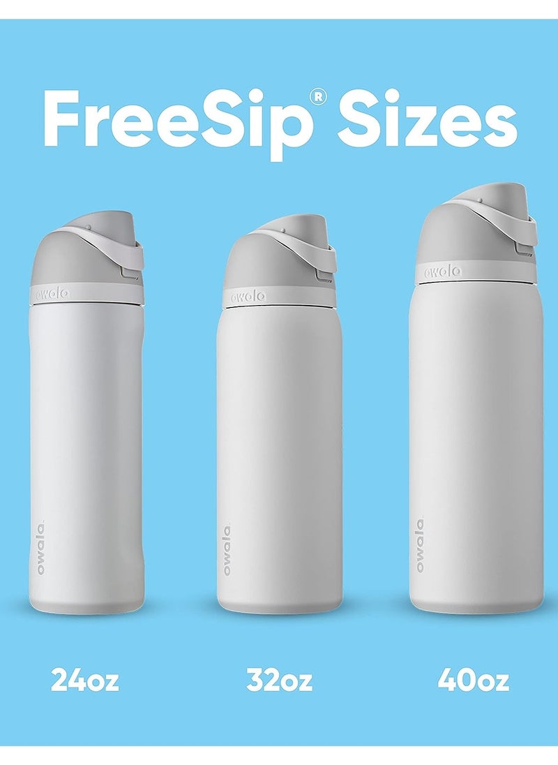 Owala - Owala FreeSip Insulated Stainless Steel Water Bottle with Straw for Sports and Travel, BPA-Free, 24-Ounce, Shy Marshmallow - Image 1