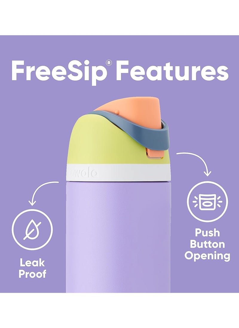 Owala - Owala FreeSip Insulated Stainless Steel Water Bottle with Straw for Sports and Travel, BPA-Free, 24-Ounce, Shy Marshmallow - Image 1