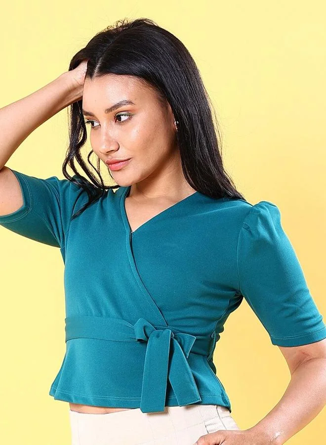 Freehand Freehand Women Green Wrap Front Top