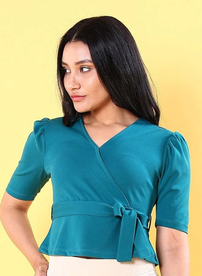 Freehand Freehand Women Green Wrap Front Top