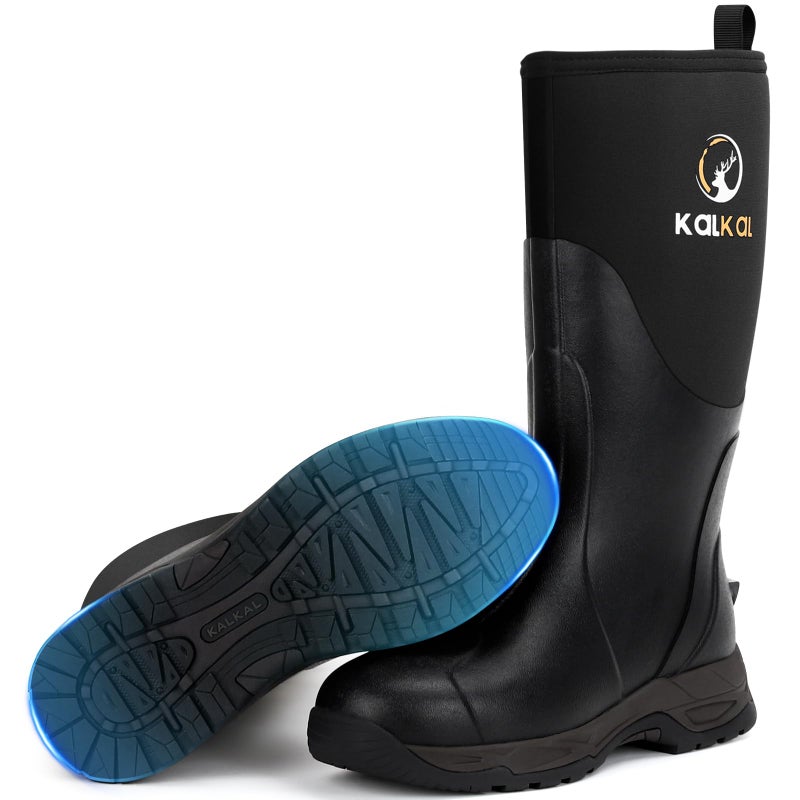 Kalkal Rain Boots Men, Waterproof Rubber Boots for Men, Durable Neoprene Work Boots for Gardening Hunting and Fishing - Image 1