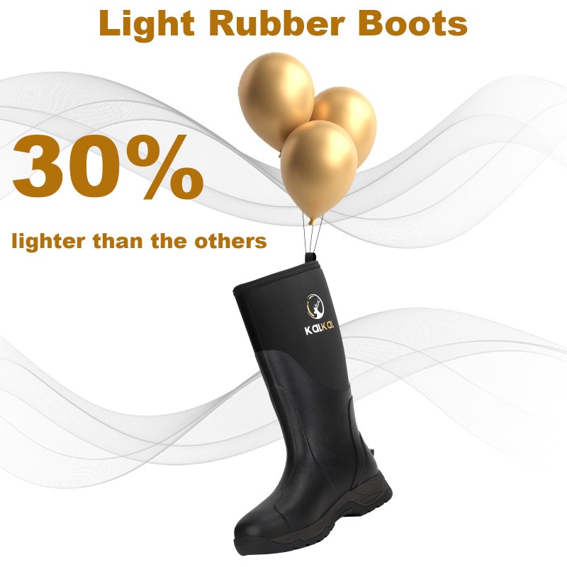 Kalkal Rain Boots Men, Waterproof Rubber Boots for Men, Durable Neoprene Work Boots for Gardening Hunting and Fishing - Image 3