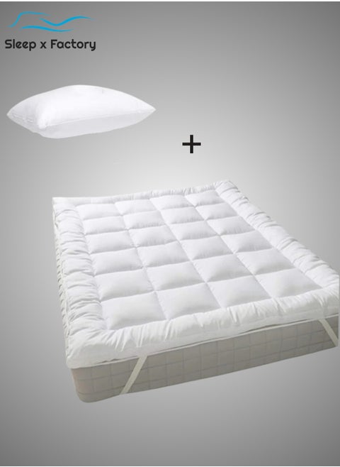 Sleeping Pack Mattress Topper Size 120x200 cm with 10 cm Height and Luxurious Pillow