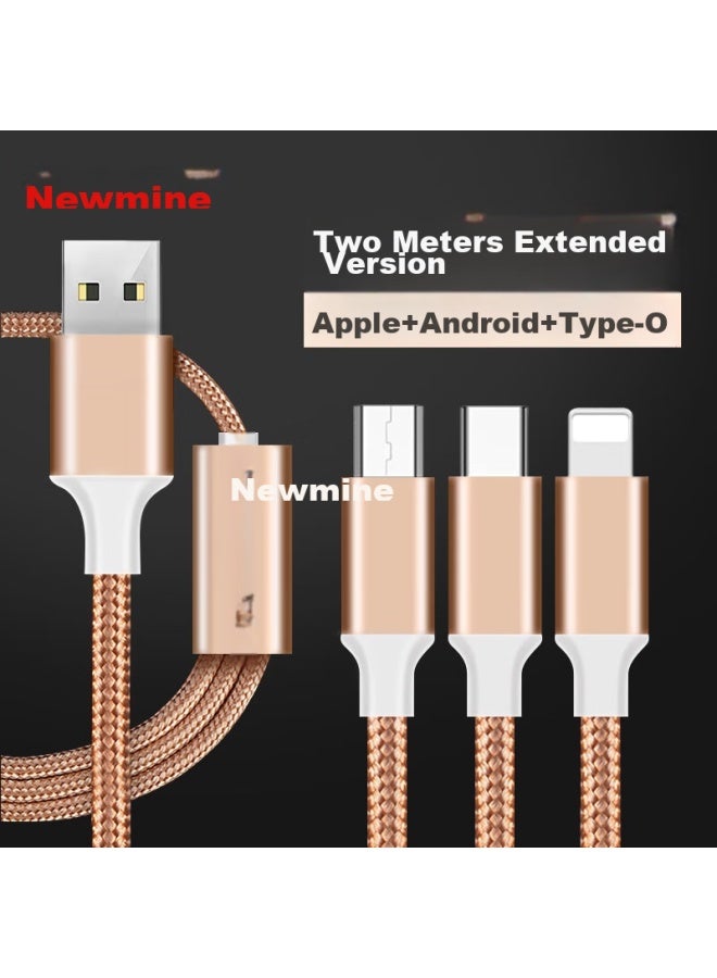 Newmine Apple/type-c/android 3-in 2-meter Data Cable, Multi-device Charging Cord - Image 1