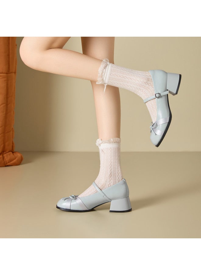 Josiny French Ballet Mary Jane Shoes Women 2026 New Fashion Shallow Mouth Shoes Women Bow Knot Thick Heel Single Shoes - Image 4