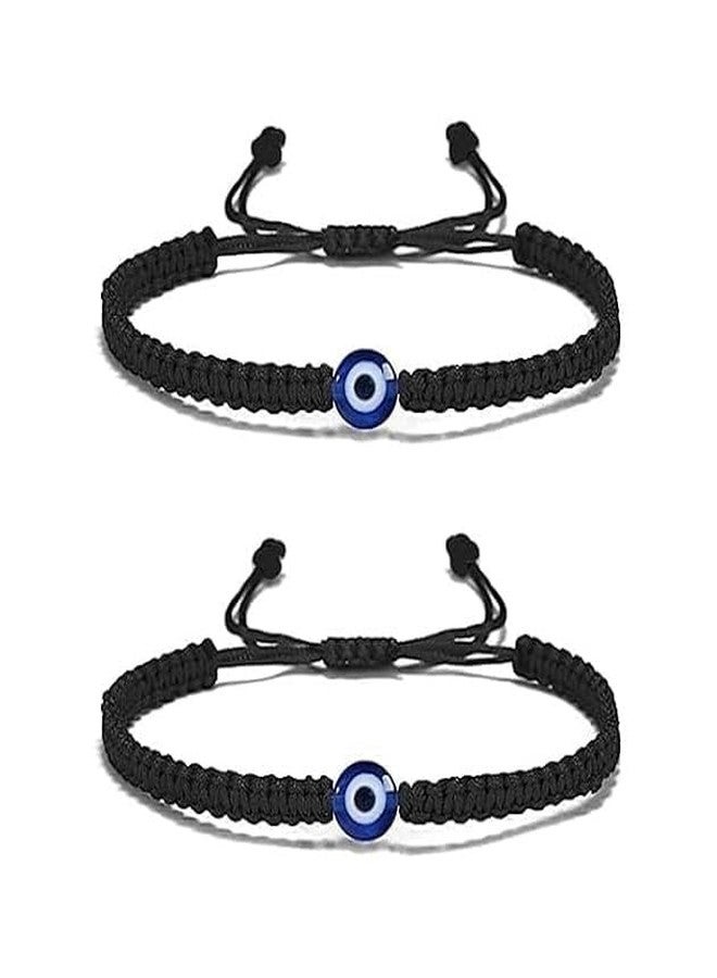 RAGHAV Handmade Evil Eye Nazar Bracelet Adjustable Wristband Couple Bracelets for Women Men (Pack of 2)