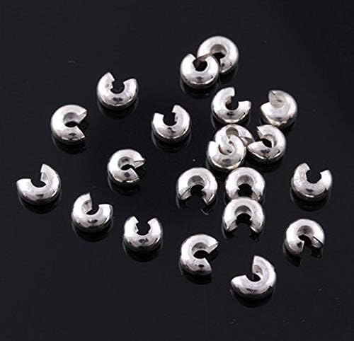 Swess Silver Crimp Covers 200PCS 4mm Crimp Beads Knot Covers 200PCS for Jewelry Making 200Pcs - Image 5