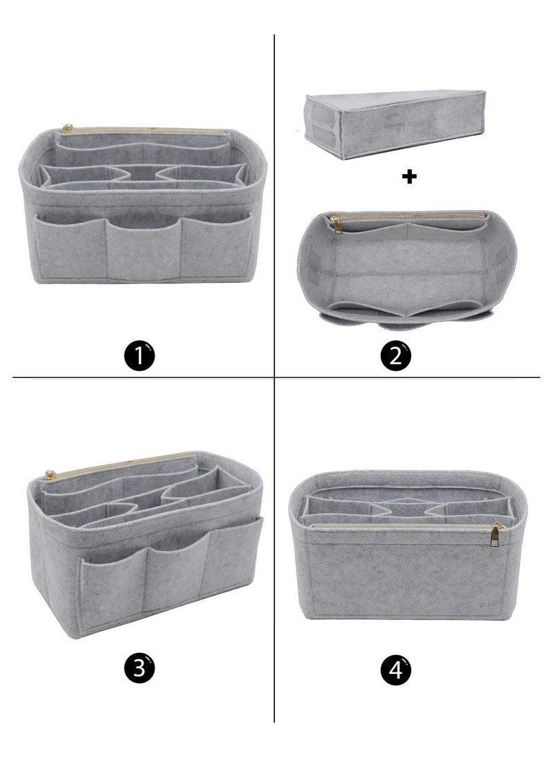 XiuWoo Felt Purse Insert Bag Cosmetic Makeup Organizer Bag In Bag For Handbag Purse Organizer Fits Speedy Neverfull  for Womens Handbag Travel Tote Hobo Bag Storage Purse Liner Divider for Any Brand Tote  - Image 4