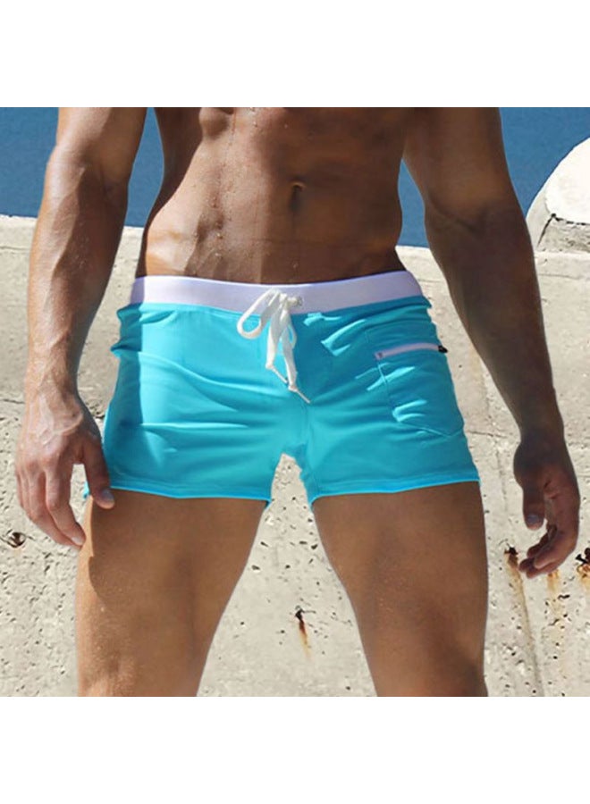 Generic JOCKMAIL Men's Low Waist Zipper Pocket Hot Spring Swimming Trunks Men's Boxer Swimming Trunks-Color:Black-Size:M - Image 3