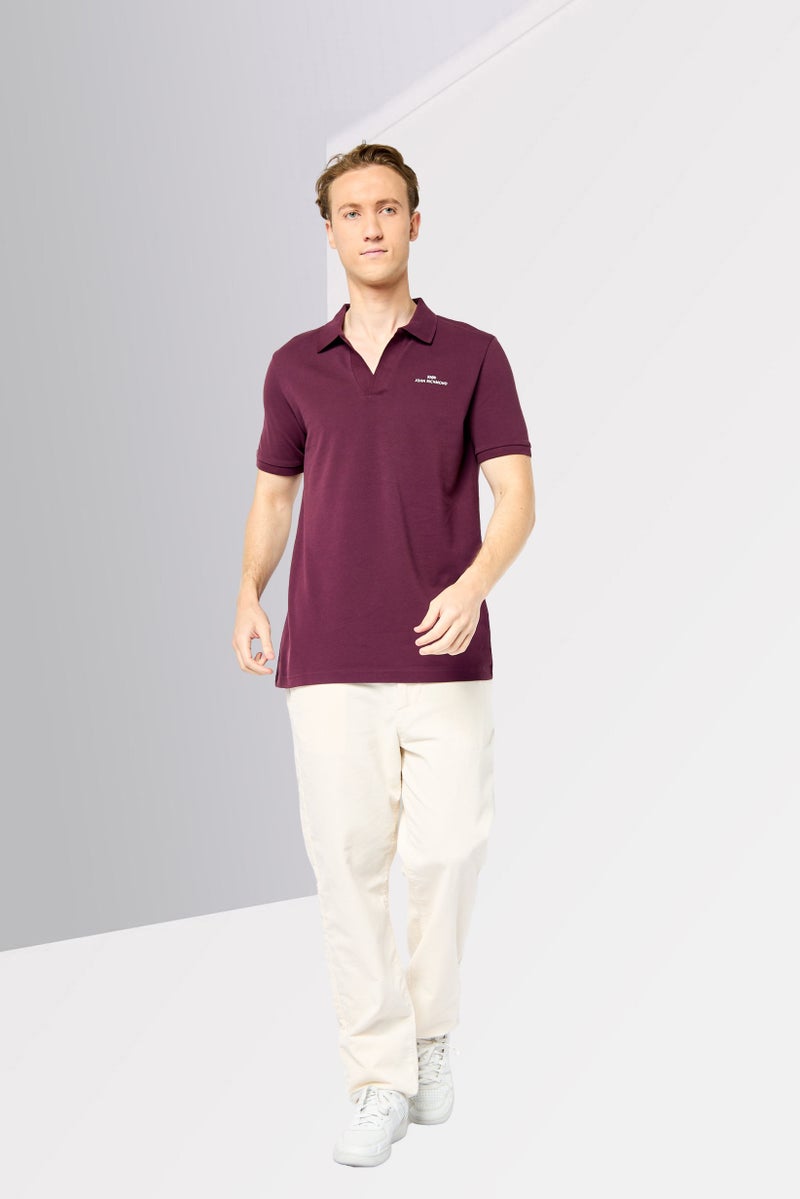 JOHN RICHMOND تي شيرت بولو بأكمام قصيرة بتصميم عادي للرجال، مارون - Image 4