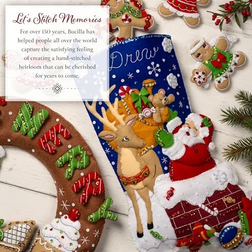 Bucilla Felt Applique Wreath Town of Bethlehem, Size 13 x 12.5-Inch, Blue, Brown, Gray - Image 5