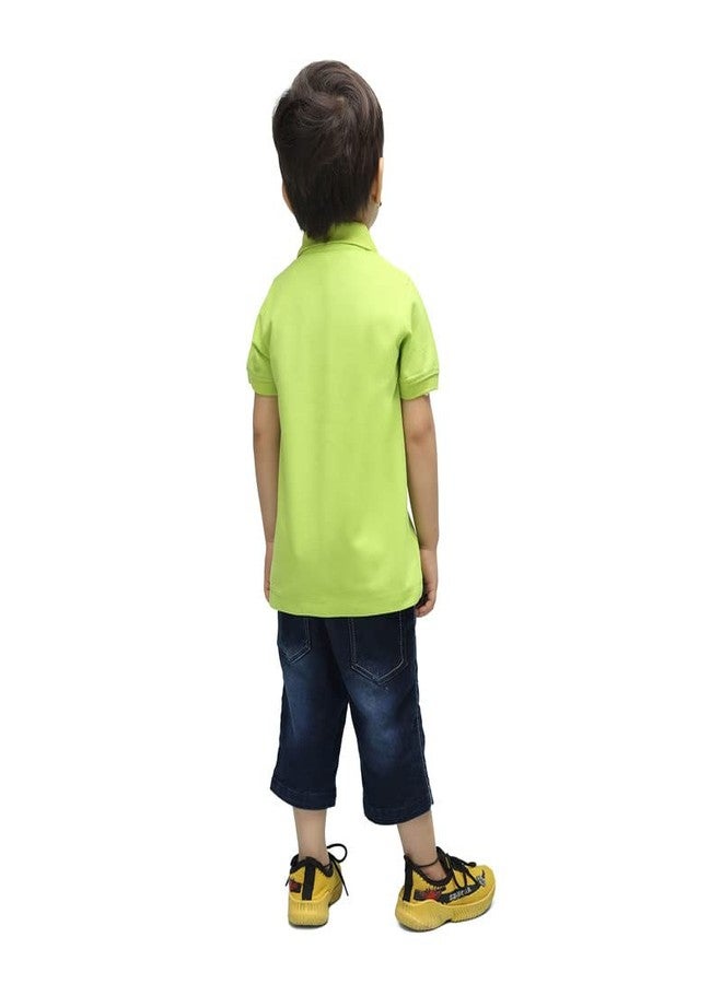 Nusyl Solid Polo T-Shirt for Infants (6 Months - 36 Months) | Regular Fit | Polo Collar & Buttoned T-Shirt - Lime Green - 2-3Y - Image 3