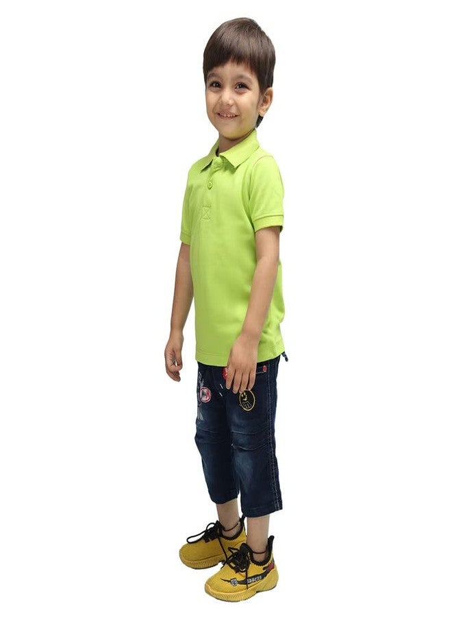 Nusyl Solid Polo T-Shirt for Infants (6 Months - 36 Months) | Regular Fit | Polo Collar & Buttoned T-Shirt - Lime Green - 2-3Y - Image 4