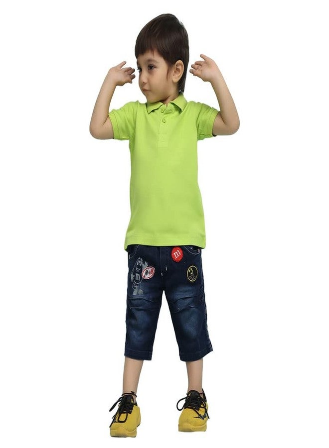 Nusyl Solid Polo T-Shirt for Infants (6 Months - 36 Months) | Regular Fit | Polo Collar & Buttoned T-Shirt - Lime Green - 2-3Y - Image 2