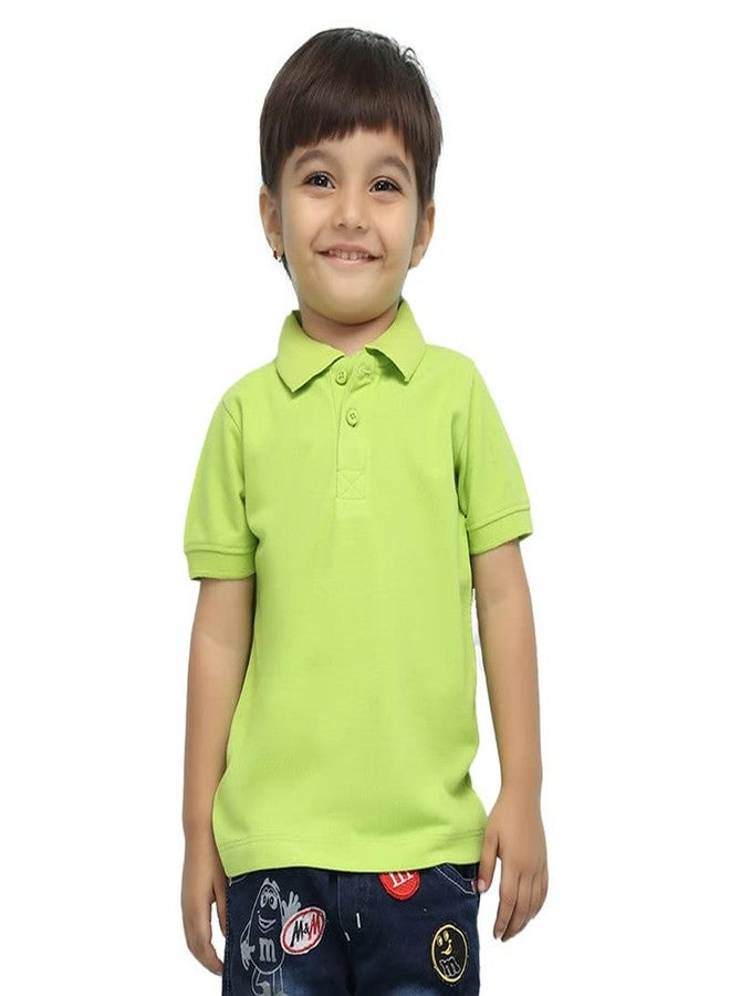 Nusyl Solid Polo T-Shirt for Infants (6 Months - 36 Months) | Regular Fit | Polo Collar & Buttoned T-Shirt - Lime Green - 2-3Y - Image 1