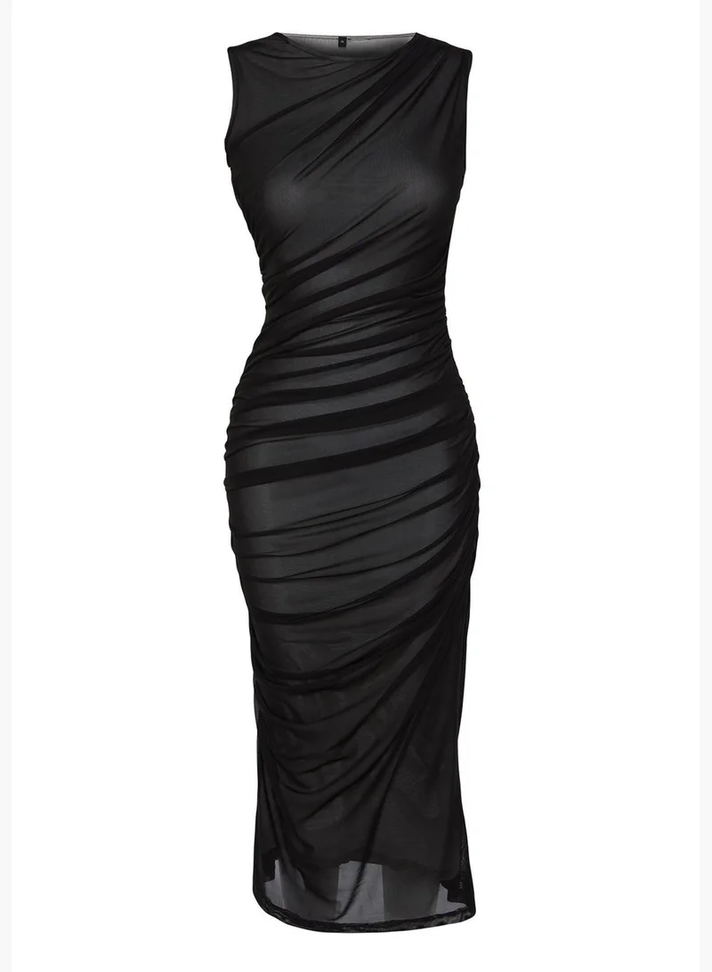 trendyol Ruched Mesh Dress