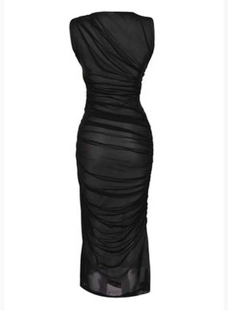 trendyol Ruched Mesh Dress