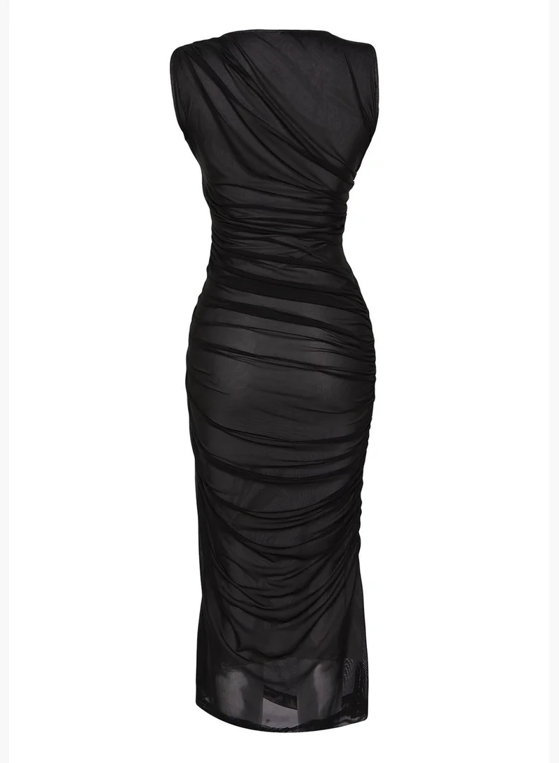 trendyol Ruched Mesh Dress