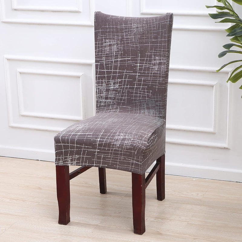 Stretch Chair Slipcovers, Milk Silk Print Soft Stretch Chair Covers, Removable and Washable Chair Cover, Suitable for Restaurant, Wedding, Hotel Banquet, (Brown Stripe) 8pcs - Image 1