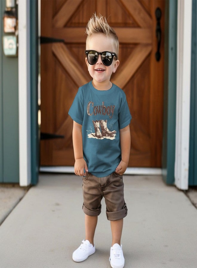 KEKEMI Toddler Baby Boys Cowboy Shirts Western Retro Graphic T Shirt Rodeo Party Outfit Summer Tees Short Sleeve Tops Clothes(Blue,18-24Months) - Image 3