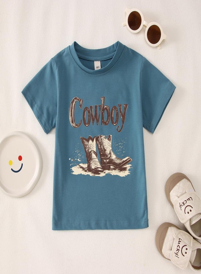 KEKEMI Toddler Baby Boys Cowboy Shirts Western Retro Graphic T Shirt Rodeo Party Outfit Summer Tees Short Sleeve Tops Clothes(Blue,18-24Months) - Image 5