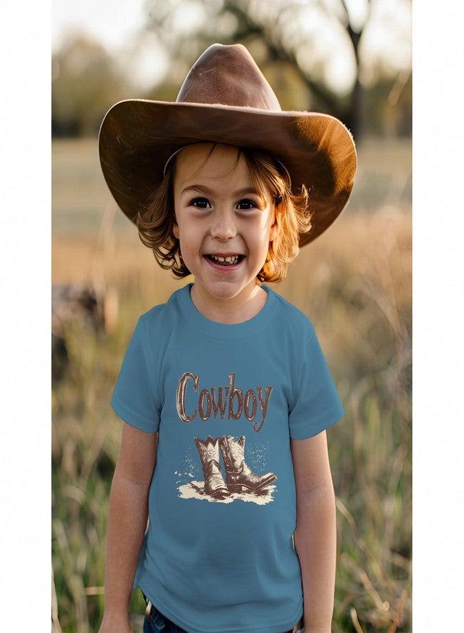 KEKEMI Toddler Baby Boys Cowboy Shirts Western Retro Graphic T Shirt Rodeo Party Outfit Summer Tees Short Sleeve Tops Clothes(Blue,18-24Months) - Image 2