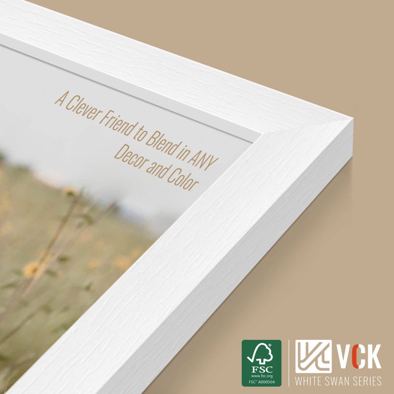 VCK إطار ملصق VCK 8x10 أبيض - عبوة 2 إطار صورة من الخشب الصلب مع زجاج أكريليك مصقول للتعليق على الحائط - Image 4