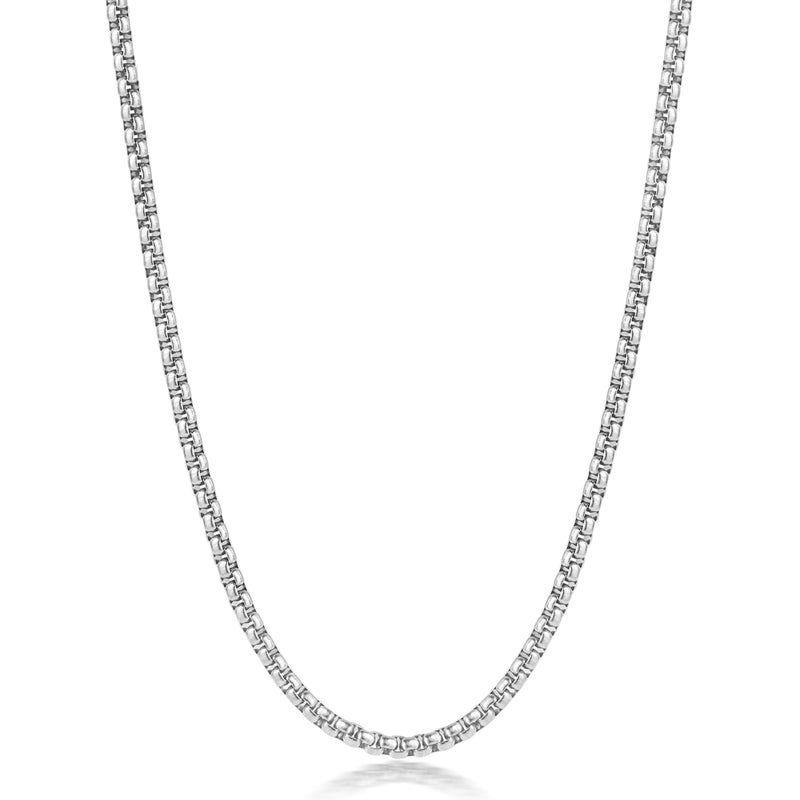 Fiusem Silver Tone Chain for Men, 2.5mm Mens Chain Necklaces, Stainless Steel Box Chain Necklace for Men and Women, Mens Necklace 24 Inch - Image 1